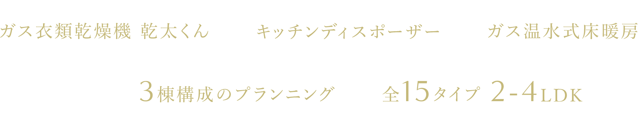 三井ショッピングパークららぽーと福岡 徒歩5分／JR鹿児島本線「竹下」駅 徒歩7分／豊かな自然を愉しむ那珂中央公園 徒歩2分／暮らしを快適に3棟構成のプランニング／全15タイプ2〜4LDK
